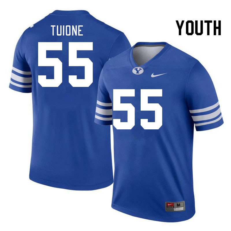 Youth #55 Hamaua Tuione BYU Cougars College Football Jerseys Stitched-Royal - Click Image to Close